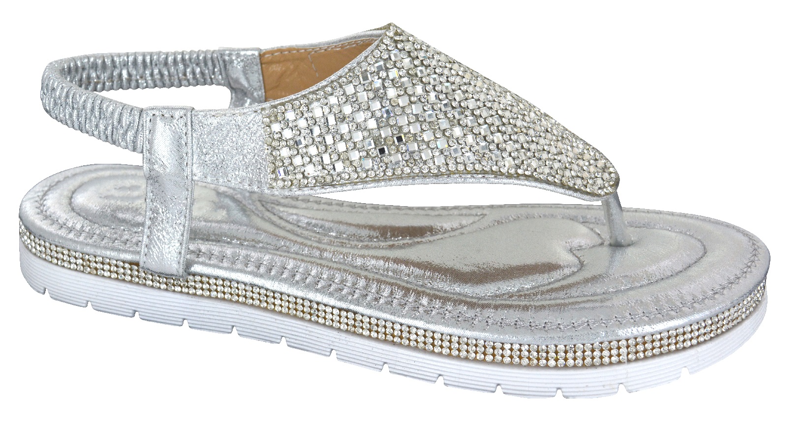 wide fit flat silver sandals